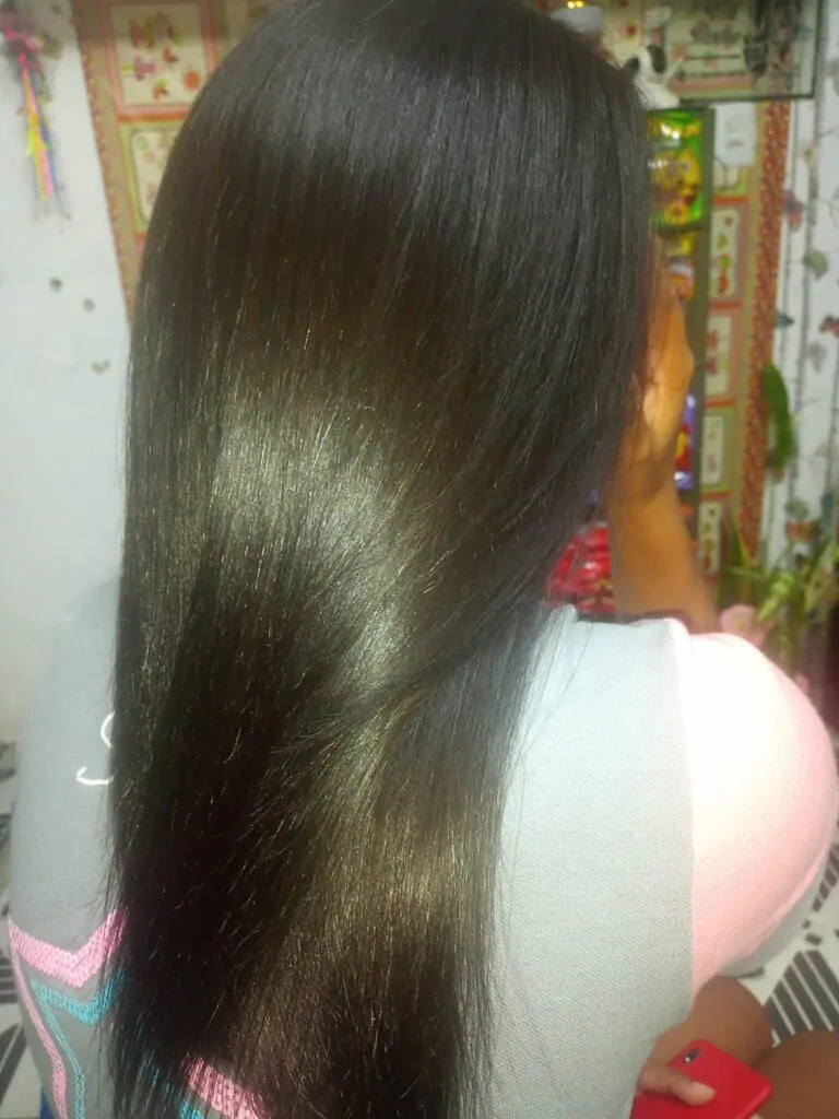 Resultado progressiva vegetal cabelo liso brilhante